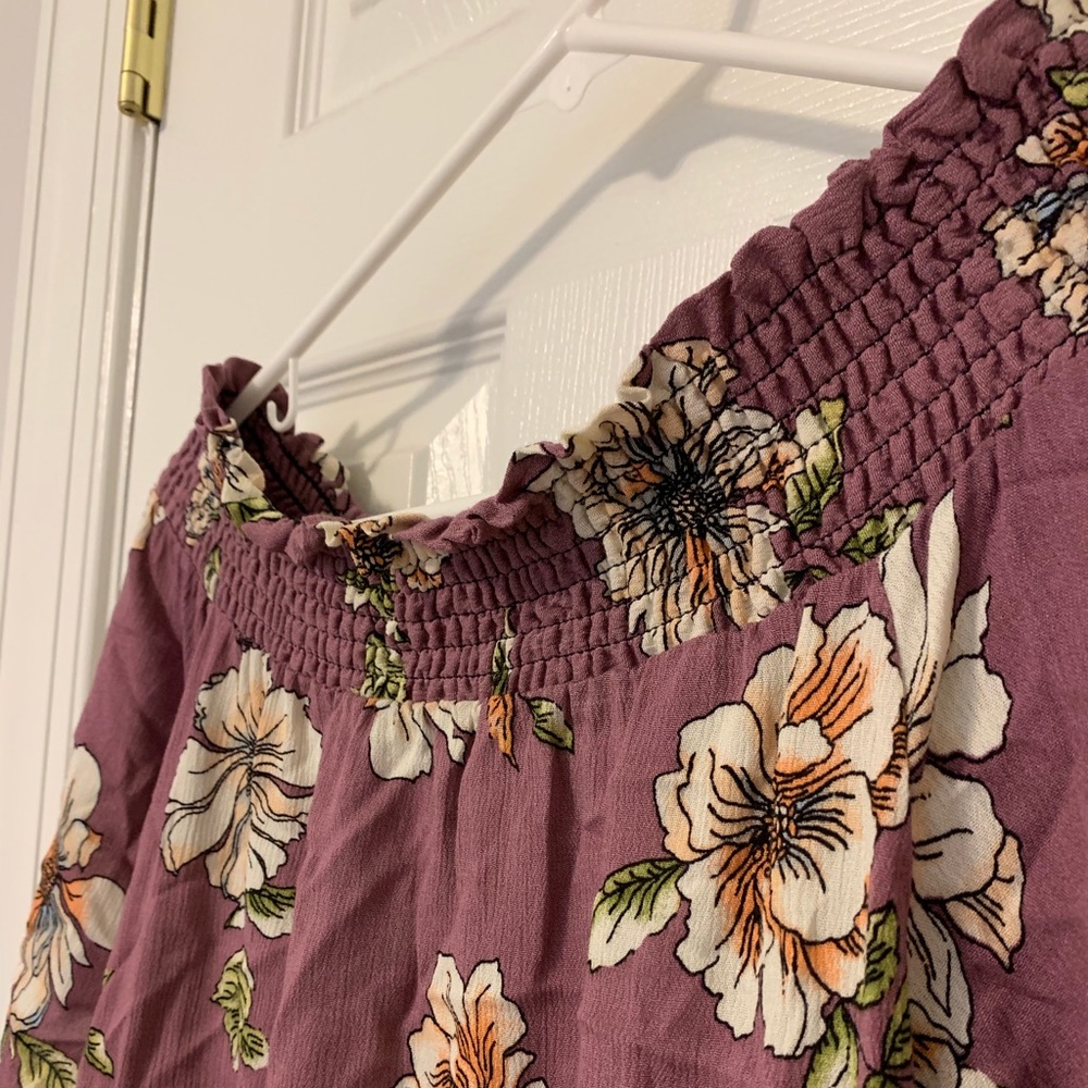 NWOT Purple Floral Ruffle Top - Picture 3 of 5